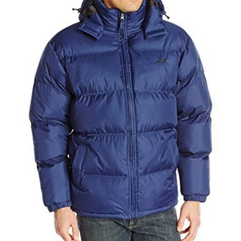 Avia Men's Blue Puffer Jacket L‎ with Removable Hood Casual Mid-Length